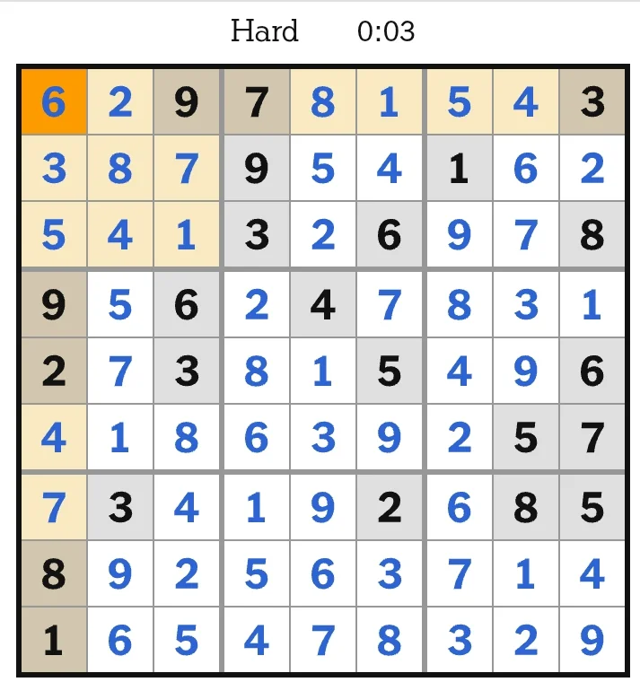 NYT Sudoku Hard Answers May 13, 2026