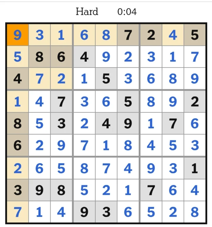 NYT Sudoku Hard Answers May 14, 2026