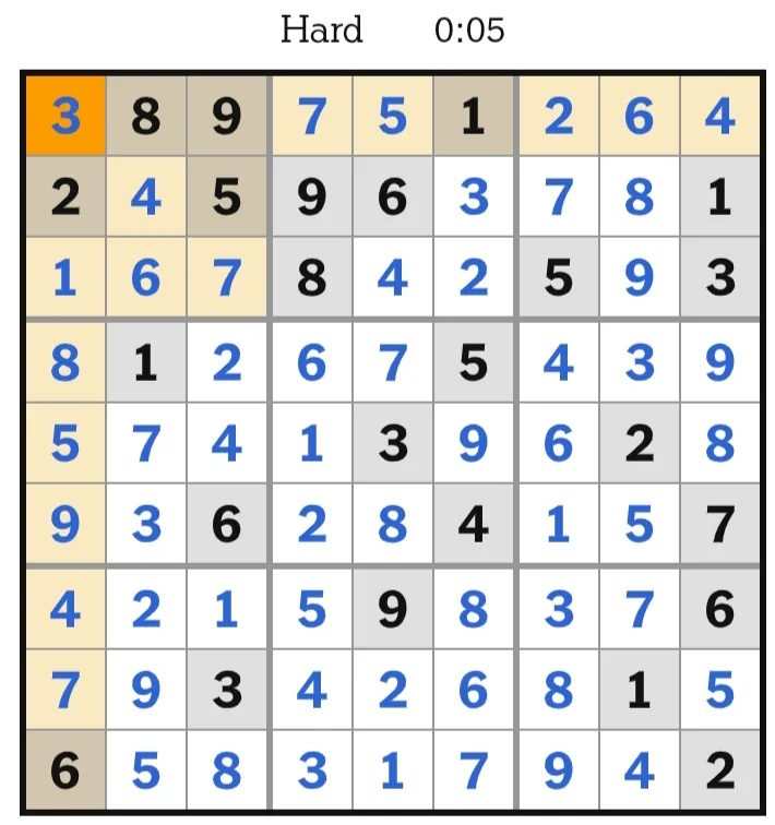 NYT Sudoku Hard Answers May 15, 2026