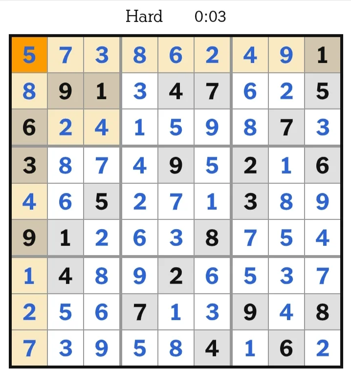 NYT Sudoku Hard Answers May 16, 2026