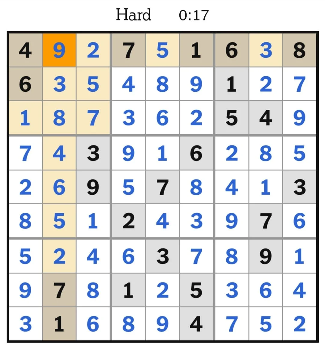 NYT Sudoku Hard Answers May 18, 2026