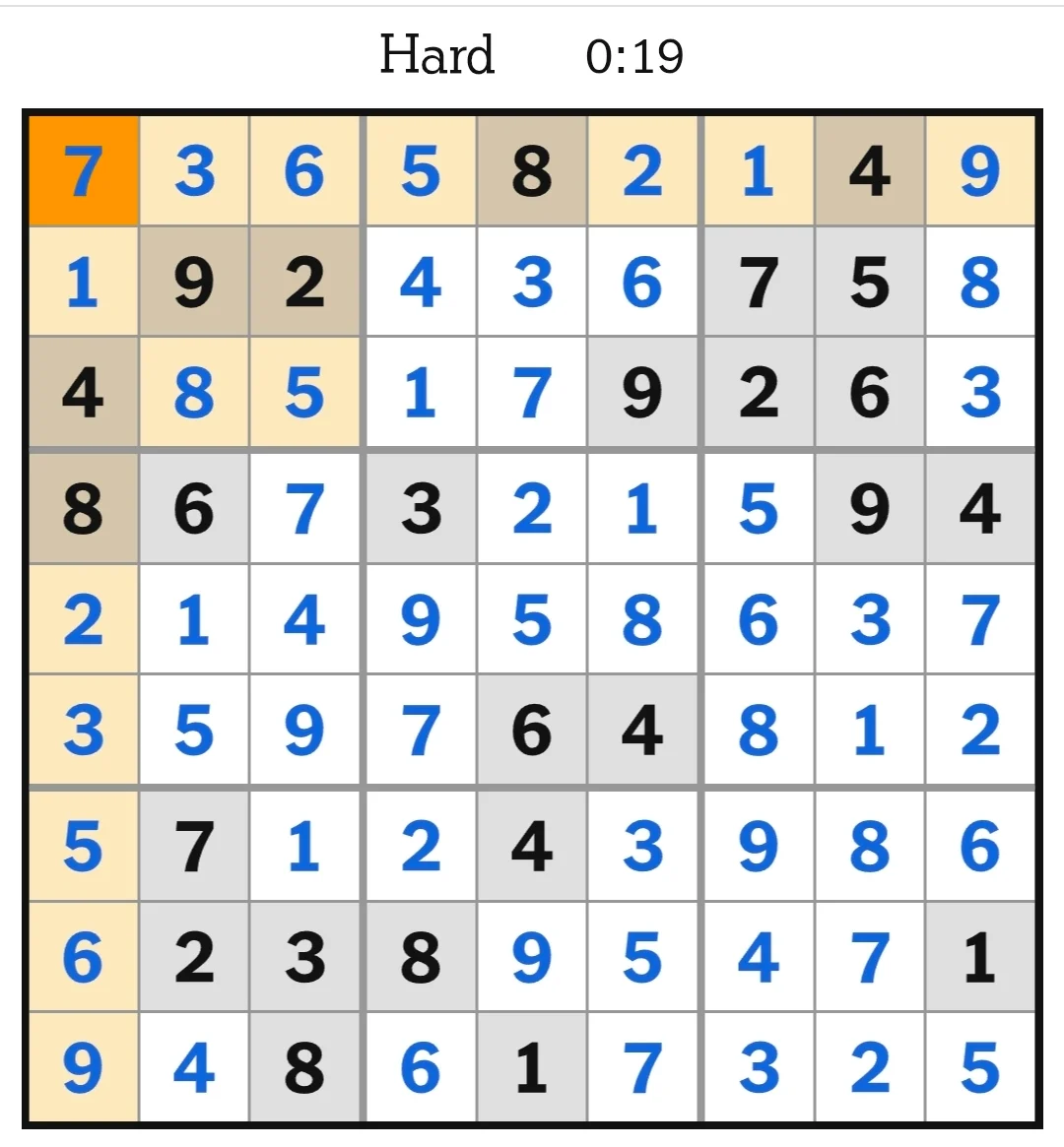 NYT Sudoku Hard Answers May 19, 2026
