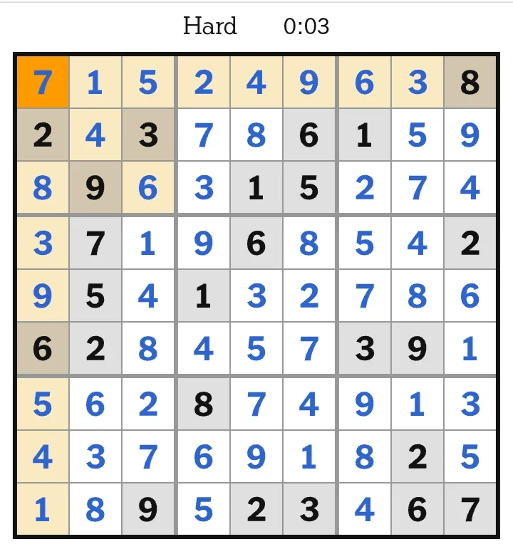 NYT Sudoku Hard Answers May 25, 2026