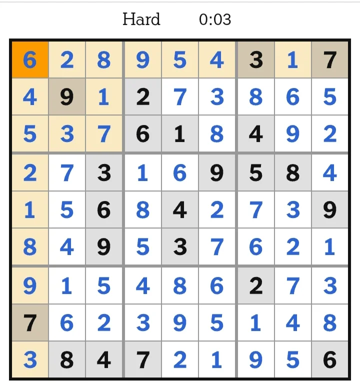 NYT Sudoku Hard Answers May 31, 2026