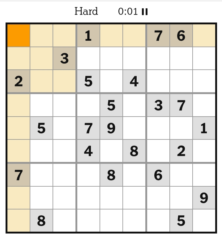 NYT Sudoku Hard May 09, 2026