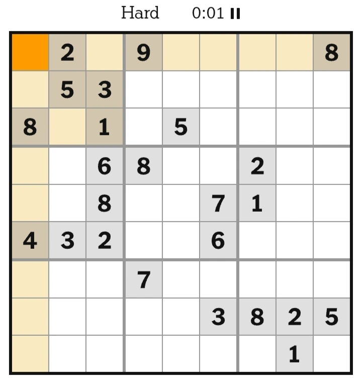 NYT Sudoku Hard May 10, 2026