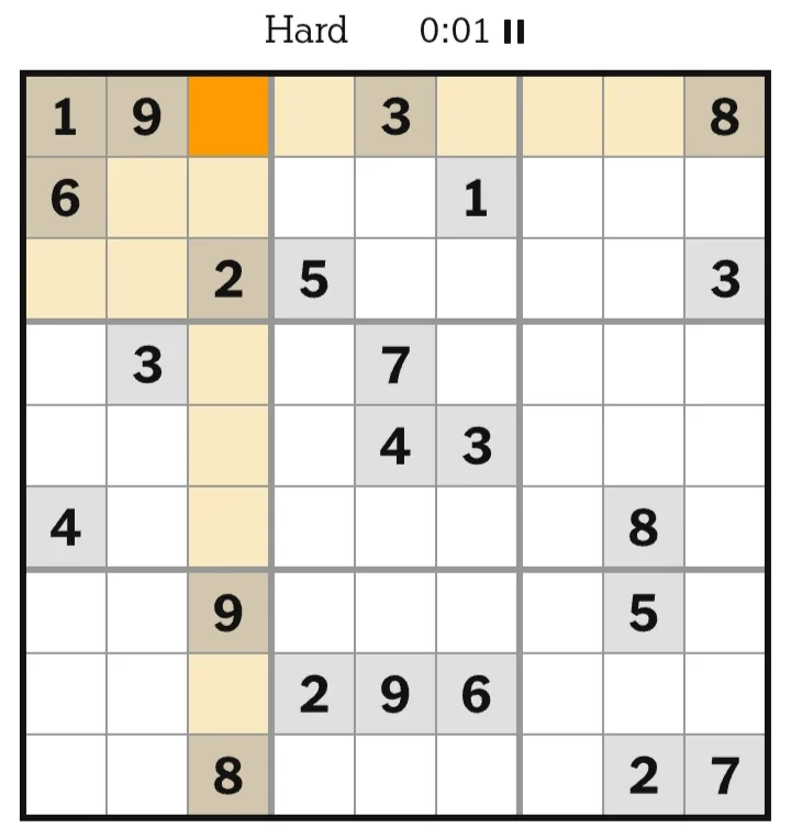 NYT Sudoku Hard May 11, 2026