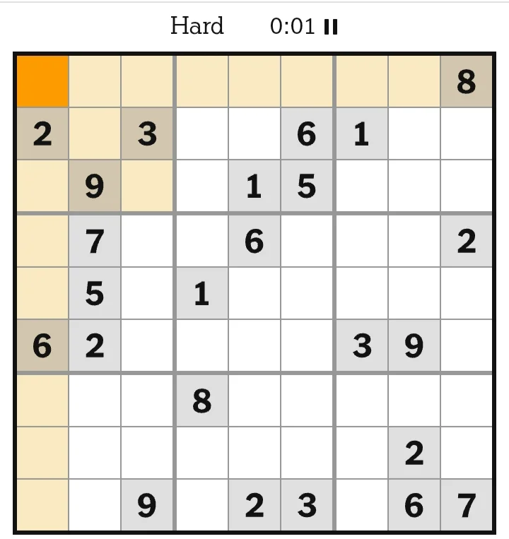 NYT Sudoku Hard May 25, 2026