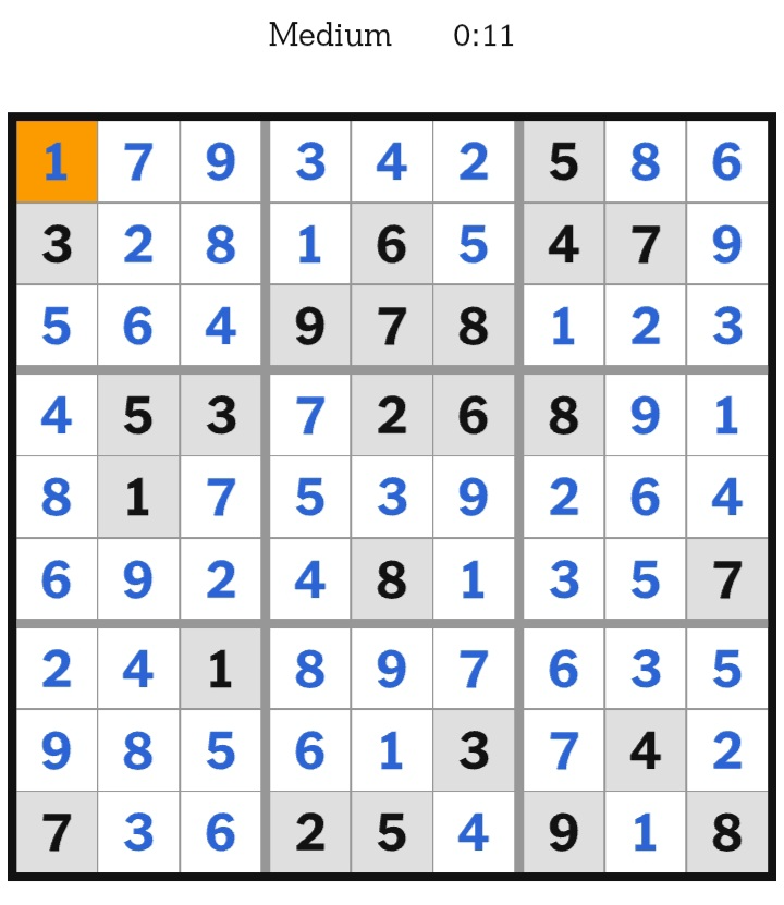 NYT Sudoku Medium Answers May 03, 2026