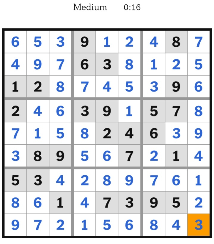 NYT Sudoku Medium Answers May 04, 2026
