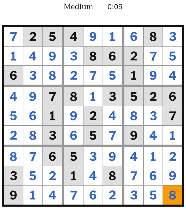 NYT Sudoku Medium Answers May 06, 2026