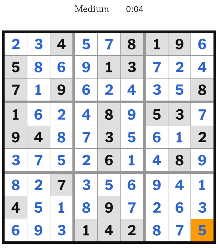NYT Sudoku Medium Answers May 07, 2026