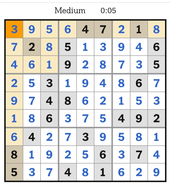 NYT Sudoku Medium Answers May 11, 2026
