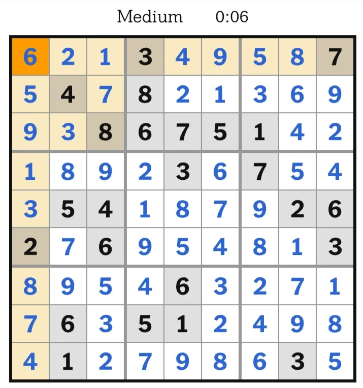 NYT Sudoku Medium Answers May 13, 2026