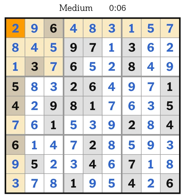 NYT Sudoku Medium Answers May 15, 2026