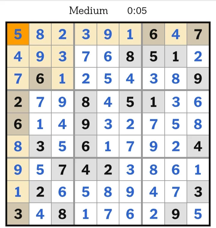NYT Sudoku Medium Answers May 16, 2026