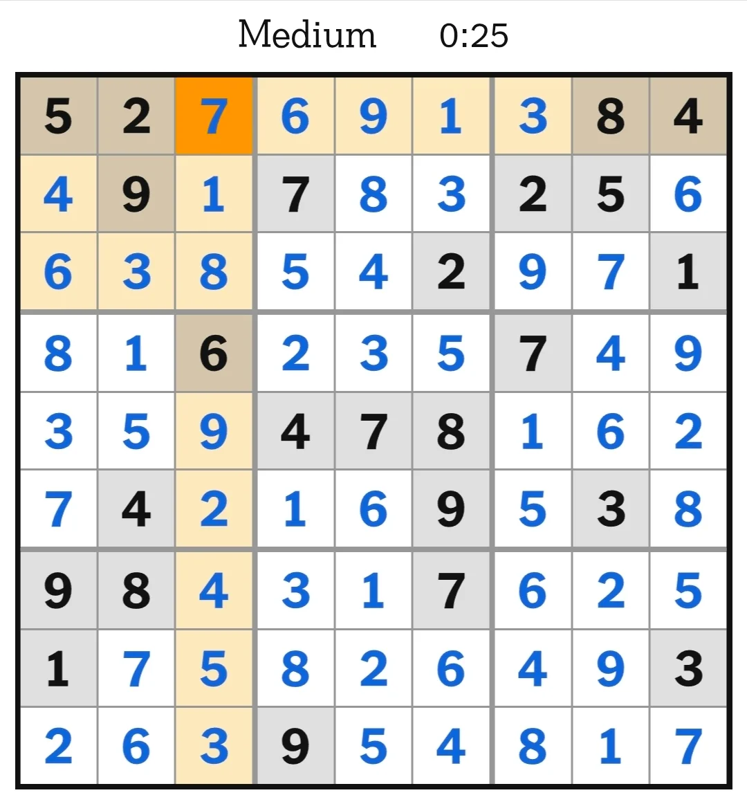 NYT Sudoku Medium Answers May 22, 2026