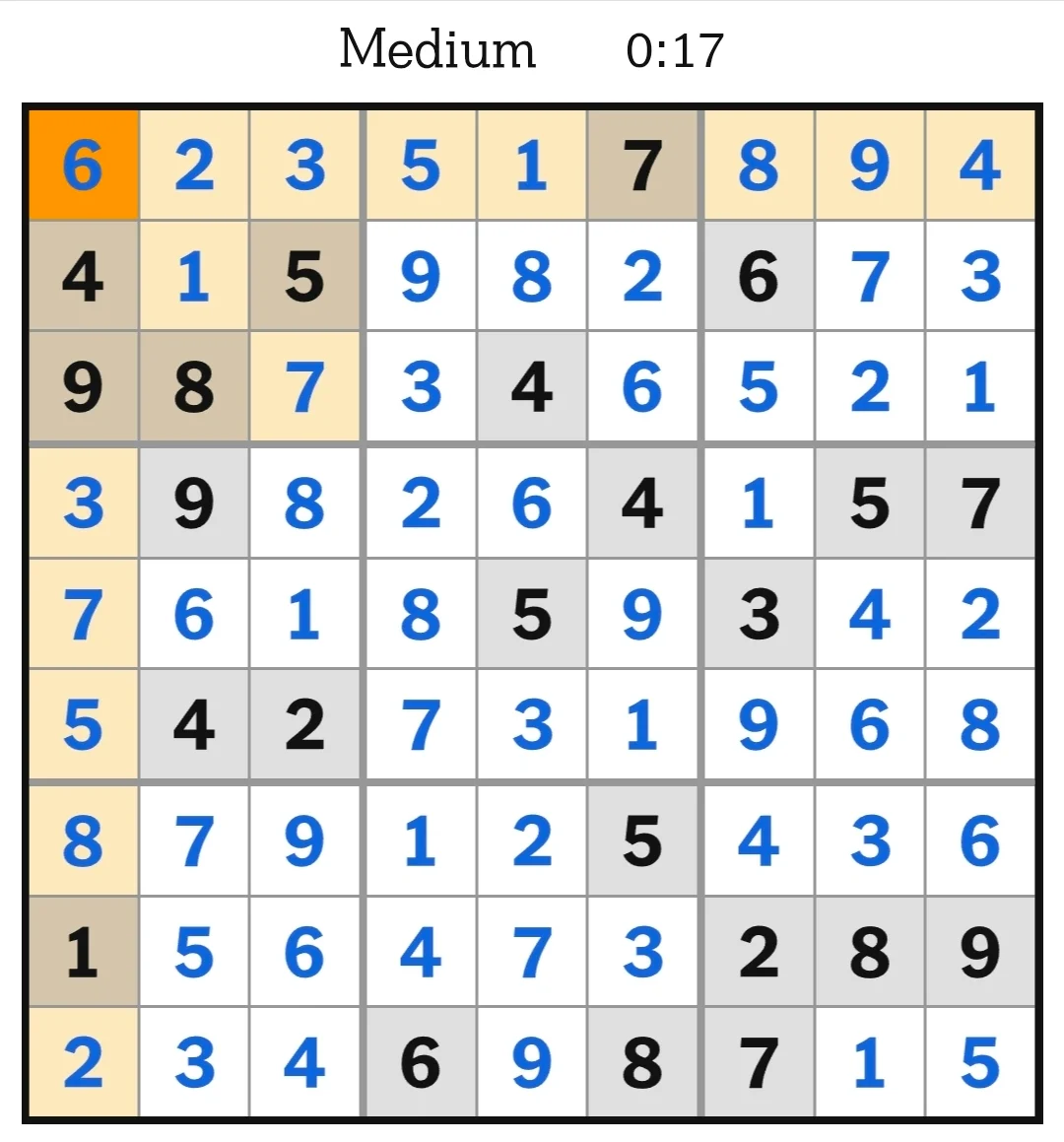 NYT Sudoku Medium Answers May 23, 2026
