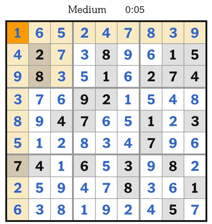 NYT Sudoku Medium Answers May 24, 2026