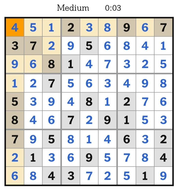 NYT Sudoku Medium Answers May 27, 2026