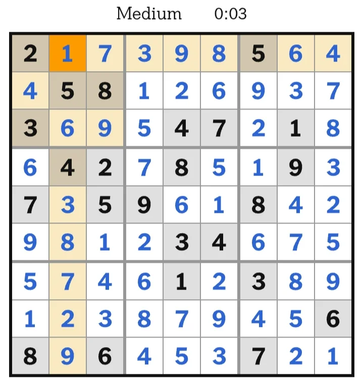 NYT Sudoku Medium Answers May 29, 2026