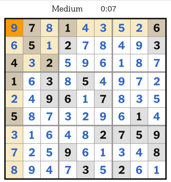 NYT Sudoku Medium Answers May 30, 2026