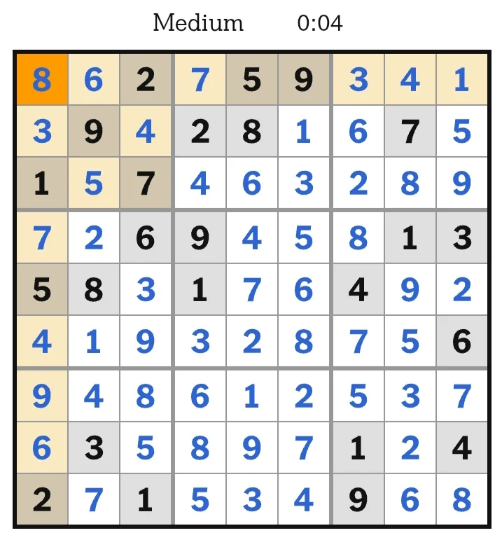 NYT Sudoku Medium Answers May 31, 2026