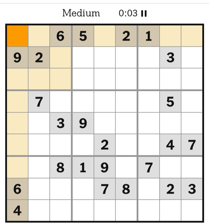 NYT Sudoku Medium May 08, 2026
