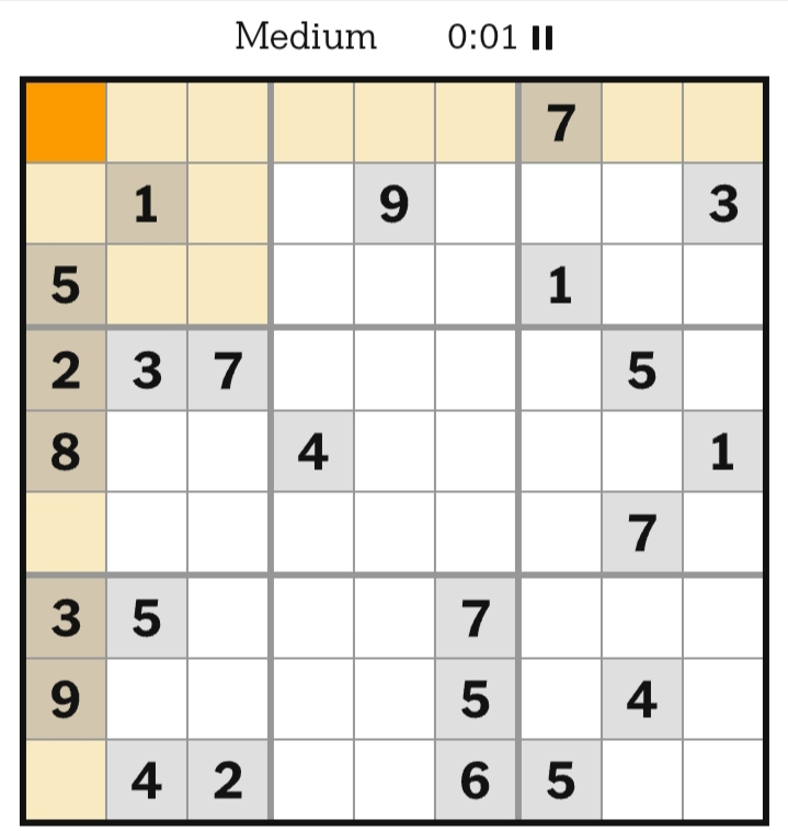 NYT Sudoku Medium May 09, 2026