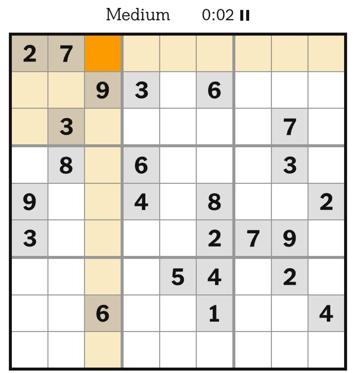 NYT Sudoku Medium May 10, 2026