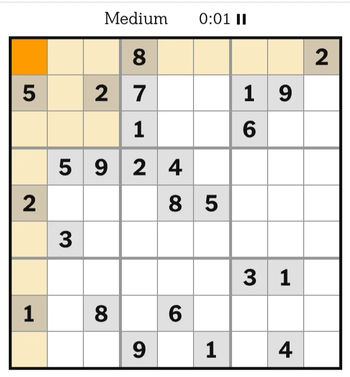 NYT Sudoku Medium May 12, 2026