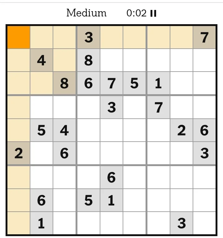 NYT Sudoku Medium May 13, 2026