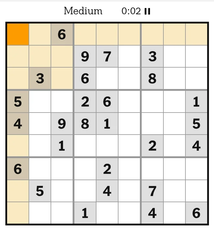 NYT Sudoku Medium  May 15, 2026