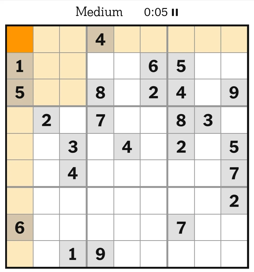 NYT Sudoku Medium May 19, 2026