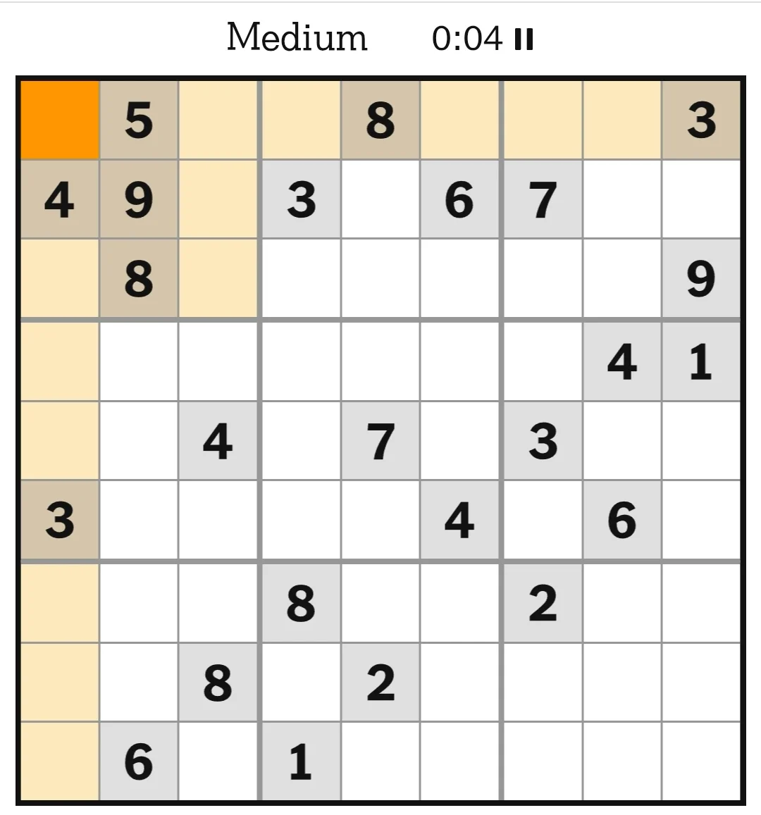 NYT Sudoku Medium May 20, 2026