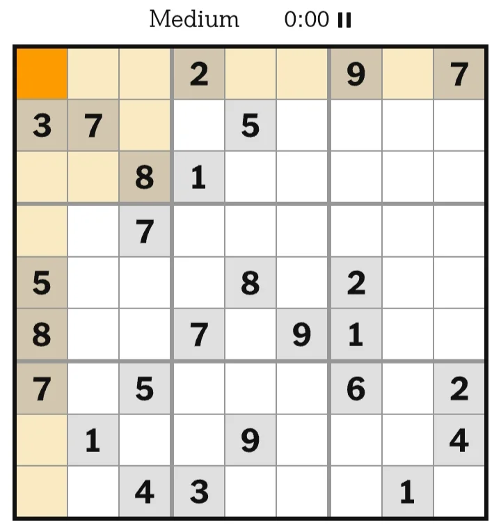 NYT Sudoku Medium May 26, 2026