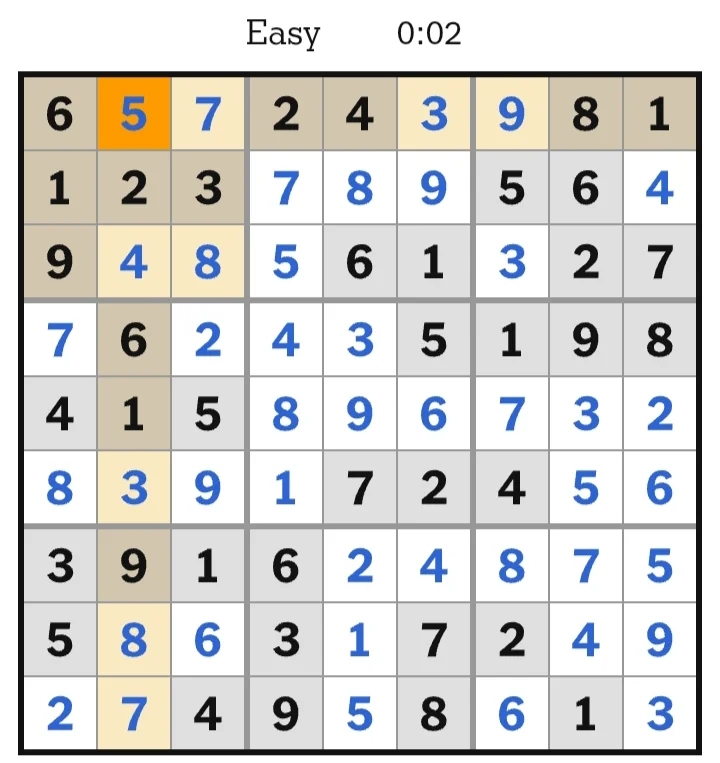 NYT Sudoku Easy Answer June 14, 2026