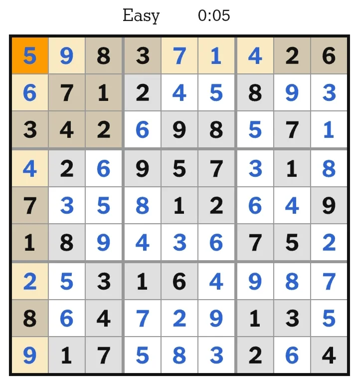 NYT Sudoku Easy Answers June 02, 2026
