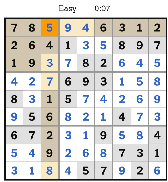 NYT Sudoku Easy Answers June 06, 2026