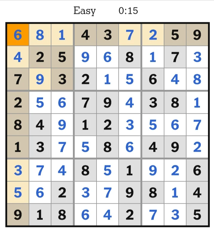 NYT Sudoku Easy Answers June 07, 2026