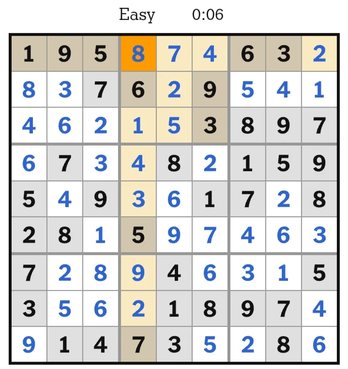 NYT Sudoku Easy Answers June 09, 2026