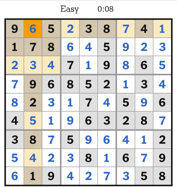 NYT Sudoku Easy Answers June 18, 2026