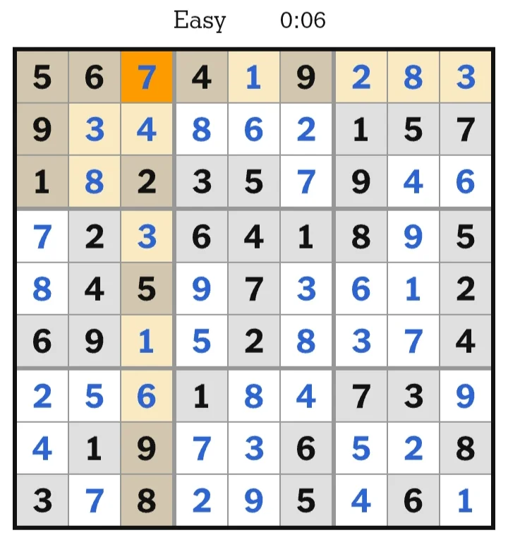 NYT Sudoku Easy Answers June 23, 2026
