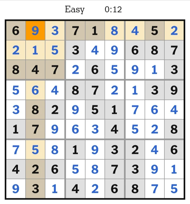 NYT Sudoku Easy Answers June 28, 2026