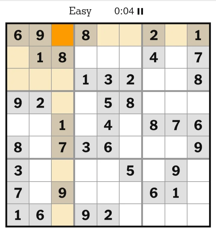 NYT Sudoku Easy July 01, 2026