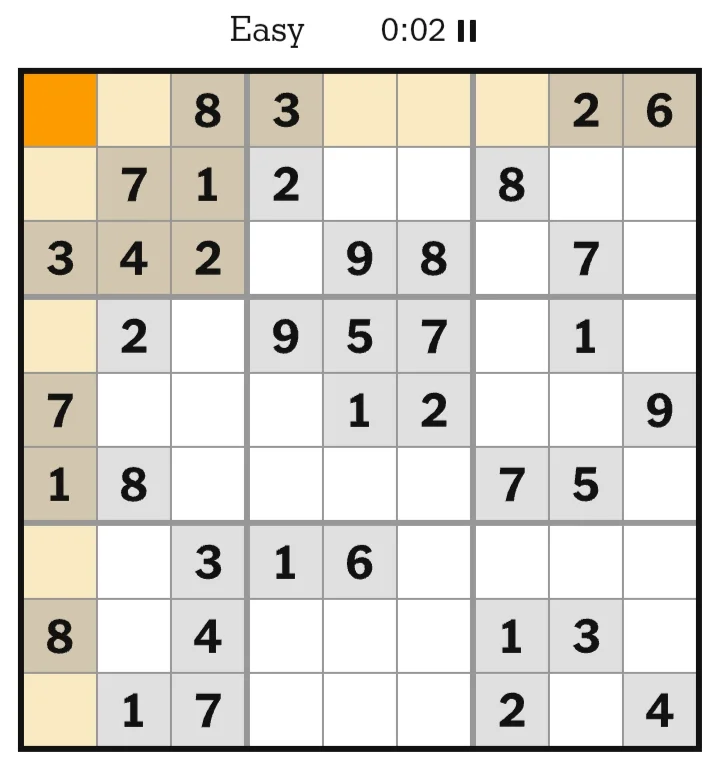 NYT Sudoku Easy June 02, 2026