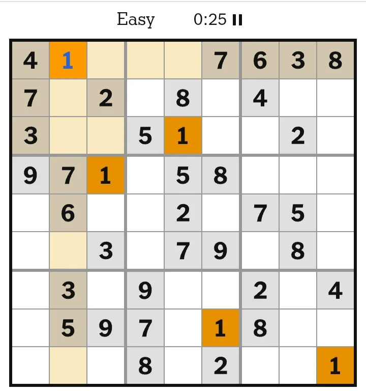 NYT Sudoku Easy June 04, 2026