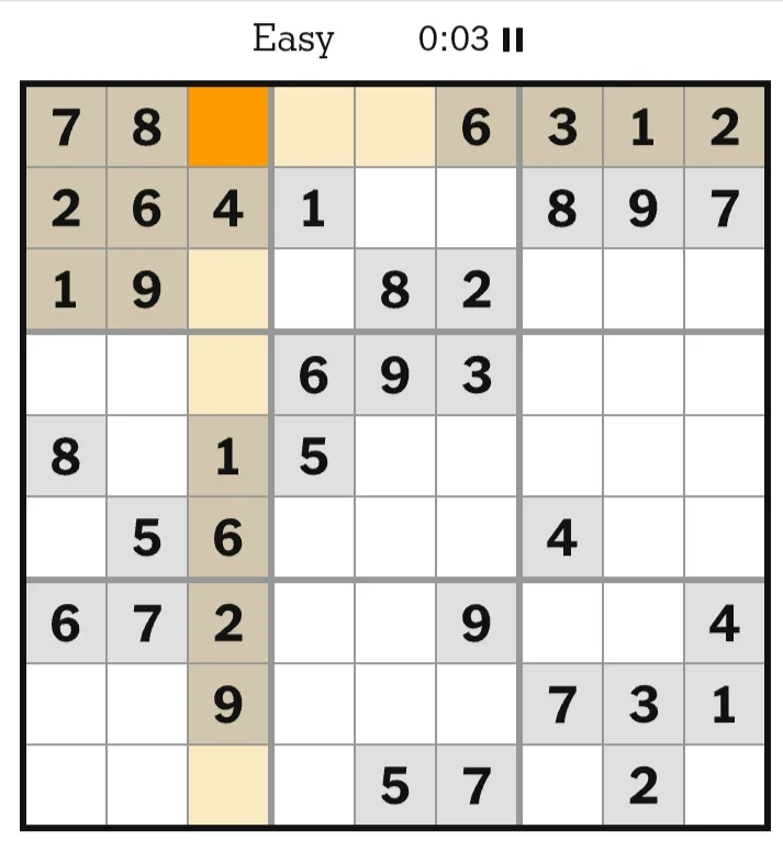 NYT Sudoku Easy June 06, 2026