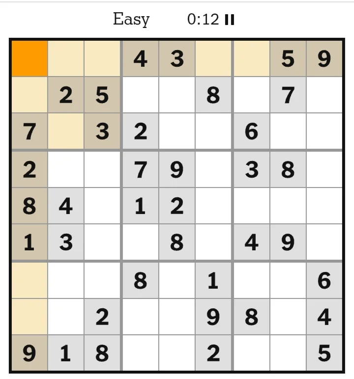 NYT Sudoku Easy June 07, 2026