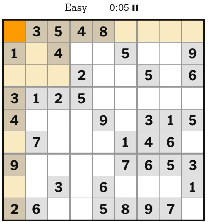 NYT Sudoku Easy June 11, 2026